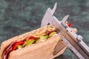 measuring a slice of bread